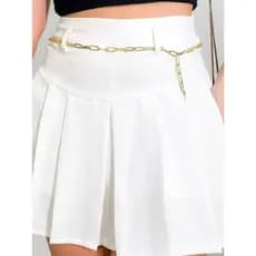 Short Saia Feminino Alfaiataria Rodado Plissado Pregas Colegial Festas Eventos Casual Gringa Patty Social