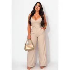 Macacão Alfaiataria com Cinto / Elegante /Casual Chic