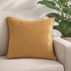 CAPA DE ALMOFADA QUADRADA TECIDO BOUCLE COR MOSTARDA 43X43CM