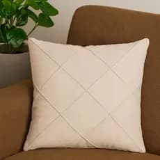 Capa de Almofada Decorativa Drapeada Linho Cru Bege  50x50cm