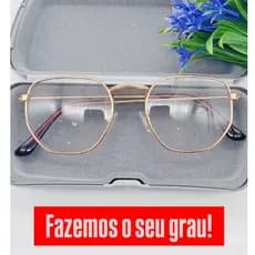 Armação De Óculos De Grau Hexagonal Feminino Masculino Moda dourado