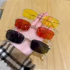 Óculos de Sol Vintage Retangular Proteção UV Unissex Preto Vermelho Amarelo Rosa NATAL PRESENTE FINAL DE ANO