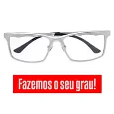 Armação Óculos De Grau Masculino Aluminium Esportivo  Alumínio Masculin Retangular resistente fechada aberta preta prata