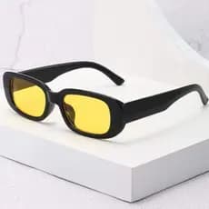 Óculos De Sol Retrô Futura Lente Leopardo amarelo amarelo Blogueira azul Óculos Quadrada Preta Pequena Feminina