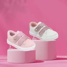 Kit 2 Pares Tênis Infantil Menina Ponta Glitter Coração Brilho Confortável Casual