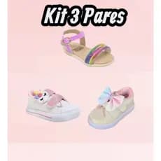 Kit 3 Pares Tênis Menina Infantil  Confortável Volta as aulas  20 ao 27.