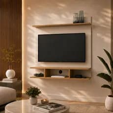 Painel Para Tv 32 Polegadas Home Suspenso Com Nicho e Prateleira para Sala