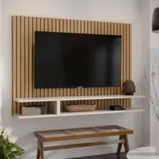 Painel Tv 50 Polegadas Home Suspenso Moderno Com Duas Prateleiras