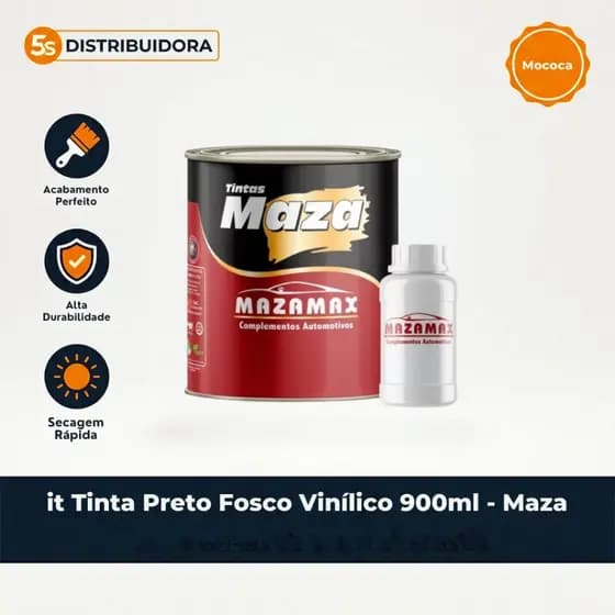 Kit Tinta Preto Fosco Vinílico 900ml - Maza
