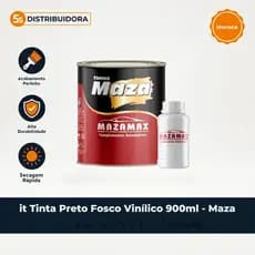 Kit Tinta Preto Fosco Vinílico 900ml - Maza