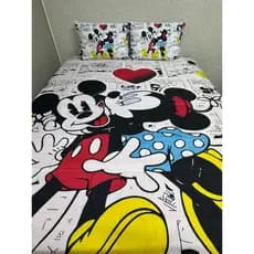Lençol Casal Padrão de Personagem com bainha Mickey e Minie