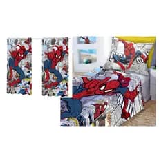 Lençol solteiro SEM ELÁSTICO + Cortina Homem Aranha Quadrinho