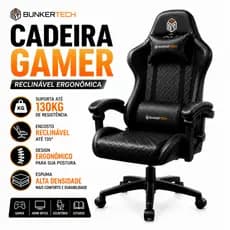 Cadeira Gamer Reclinável 130kg Ergonômica Home Office Bunkertech Pro