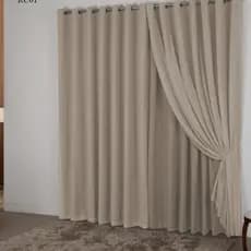 Cortina Flame Voil Gaze de Linho com Forro 4,50m x 2,70m