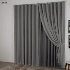 Cortina Flame Voil Gaze de Linho com Forro 5,50m x 2,70m