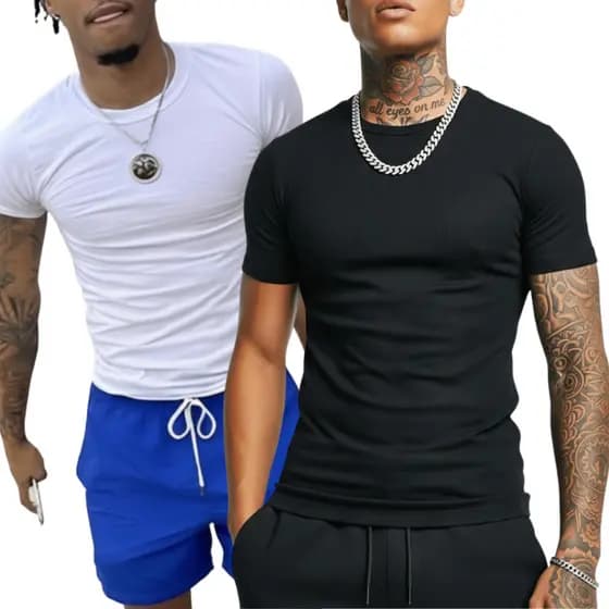 Camiseta Masculina Canelada Americana Slim fit Streetwear Kit e Unidade