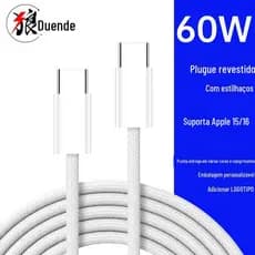 Kit 1 película Lente Traseira Fosca 17Pro/ProMax + 1 Cabo Tipo-c Turbo Nylon 1m 60w Compatível Iphone 15 E Superior