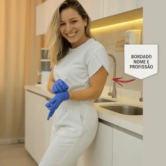 Conjunto Pijama Cirugico Feminino + BORDADO NOME E PROFISSÃO INCLUSO