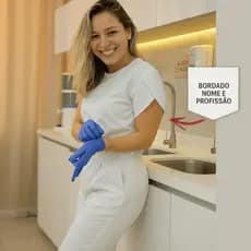 Conjunto Pijama Cirugico Feminino + BORDADO NOME E PROFISSÃO INCLUSO