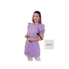 Jaleco Feminino com Elastico Nas Mangas Curta + BORDADO NOME E PROFISSÃO INCLUSO