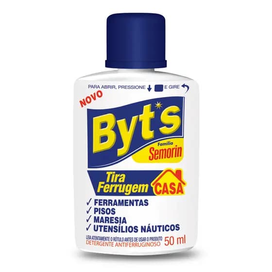 Tira Ferrugem 50ml Byts Semorin Ideal para Casa Prático e Eficaz com Alto Poder de Remoção Multiuso