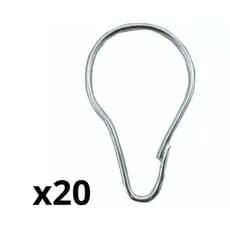 Kit 20 Gancho Argola Metal com Trava para Cortina Encartelados Tipo Pera Grande 35mm Resistente