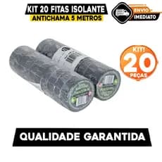 Kit 20 Fitas isolante Antichama Preta para Eletricista uso Geral Domestico e Industrial - 5m