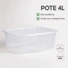 Kit Potes 4L com Tampa Transparente Multiuso Armazenamento de Alimentos Geladeira Freezer