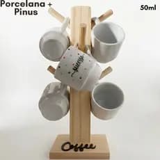 Kit Canecas 50ml com Frases + Pinus | Porcelana | Café Espresso