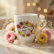 Caneca Porcelana 250ml Presente Dia das Mães Café Chá Mãe Elegante Premium