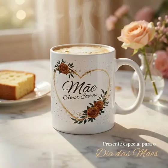 Kit 4 ou 6 Canecas Porcelana 120ml Presente Dia das Mães Café Chá Mãe Delicada