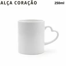 Caneca 250ml com Alça Coração | Porcelana | Café Chá Presente Romântico