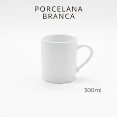 Kit Caneca Porcelana Branca 300ml | Café Chá | Uso Diário
