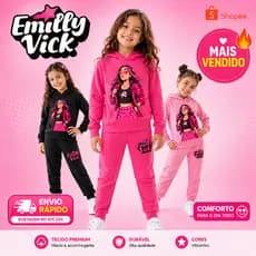 Conjunto Moletom Infantil Rosa Emily Vick Estilo Blogueirinha Fashion Look Menina