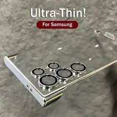 Capa Galvanizada Transparente Fina Sem Moldura De Luxo Para Samsung S25 Ultra , S23 , S24 S24 Com Proteção De Lente De C