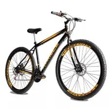 Bike Bicicleta Aro 29 Urban Aço  21v Freio Disco Mtb Quadro 17 - Laranja