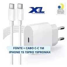 Carregador IPhone 15 Pro Max / 15 / 15 Pro / 15 Plus Completo USB C Tipo C 25w Fonte Turbo Tomada Cabo USB-C