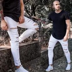 Calça Masculina Jeans Tecido premiun grosso Destroyed Rasgada