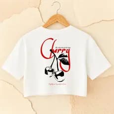 Camiseta Cropped Cereja – Moda Feminina