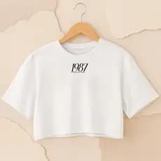 Blusa Cropped Oversized Feminina 1987 – Algodão 100% | Estampa Exclusiva Frente e Costas | P ao GG