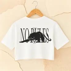 Camiseta Cropped Feminina "No Rules" com Estampa Pantera – Estilo Streetwear