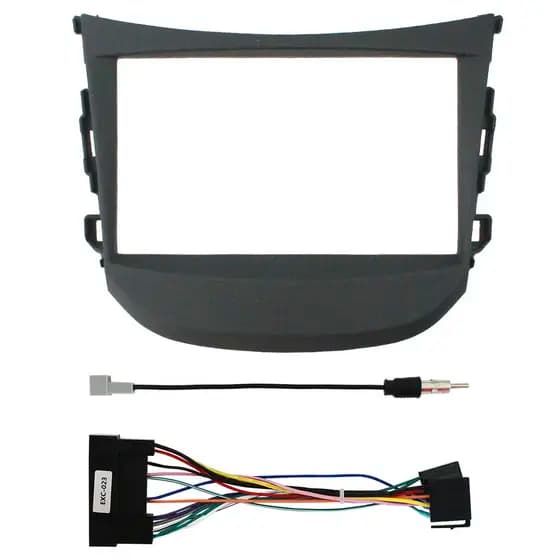 Kit Moldura Painel 7 Pol HB20 2012 13 14 15 16 17 18 19 2020 2 Din Preto Chicote Som Plug Antena Japonês Chinês