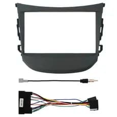 Kit Moldura Painel 7 Pol HB20 2012 13 14 15 16 17 18 19 2020 2 Din Preto Chicote Som Plug Antena Japonês Chinês