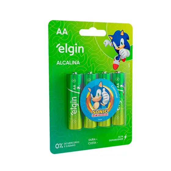 Pilha Alcalina Aa Elgin LR6A 1,5v Alta durabilidade Cartela 4 Unidades Kit