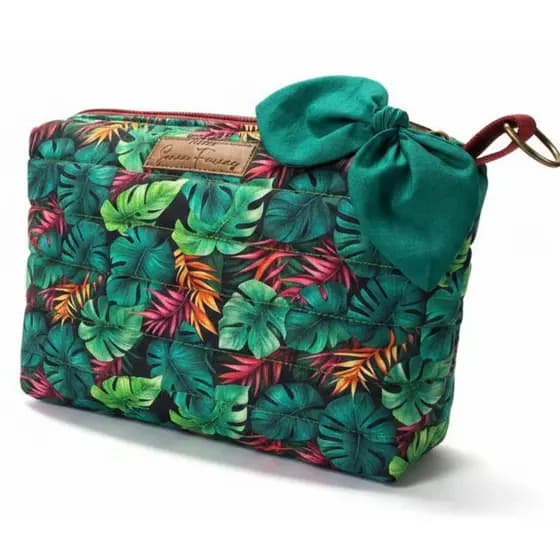 Necesser Feminina Tecido Acolchoado forro Impermeável Bolsa Organizador com Zíper Resistente e Alça