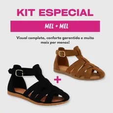 Kit 2 Pares Sandálias Feminina Rasteira Tiras Cruzadas Fivela Conforto Estilo Fisherman Mel