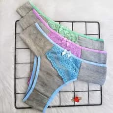 Kit 3 Calcinha Feminina Mescla Delicada Cintura Alta Lateral Larga - Lara