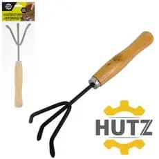 Ancinho / Rastelo Para Jardim De Aço Carbono Cabo Madeira Hutz 22,5x6cm