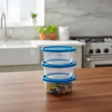 Conjunto 3 Potes Plásticos Redondo com Tampa Colors 550ml