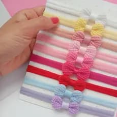 kit com 9 cores Tiarinhas para Bebês Lacinhos de Tricô